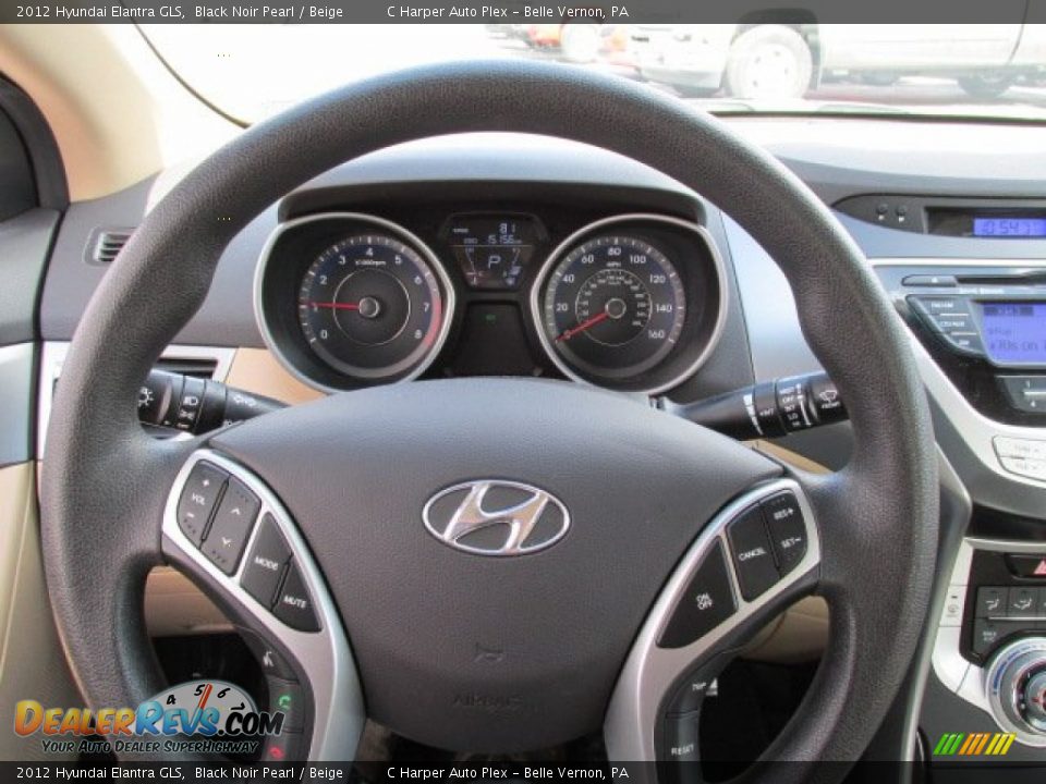 2012 Hyundai Elantra GLS Black Noir Pearl / Beige Photo #19