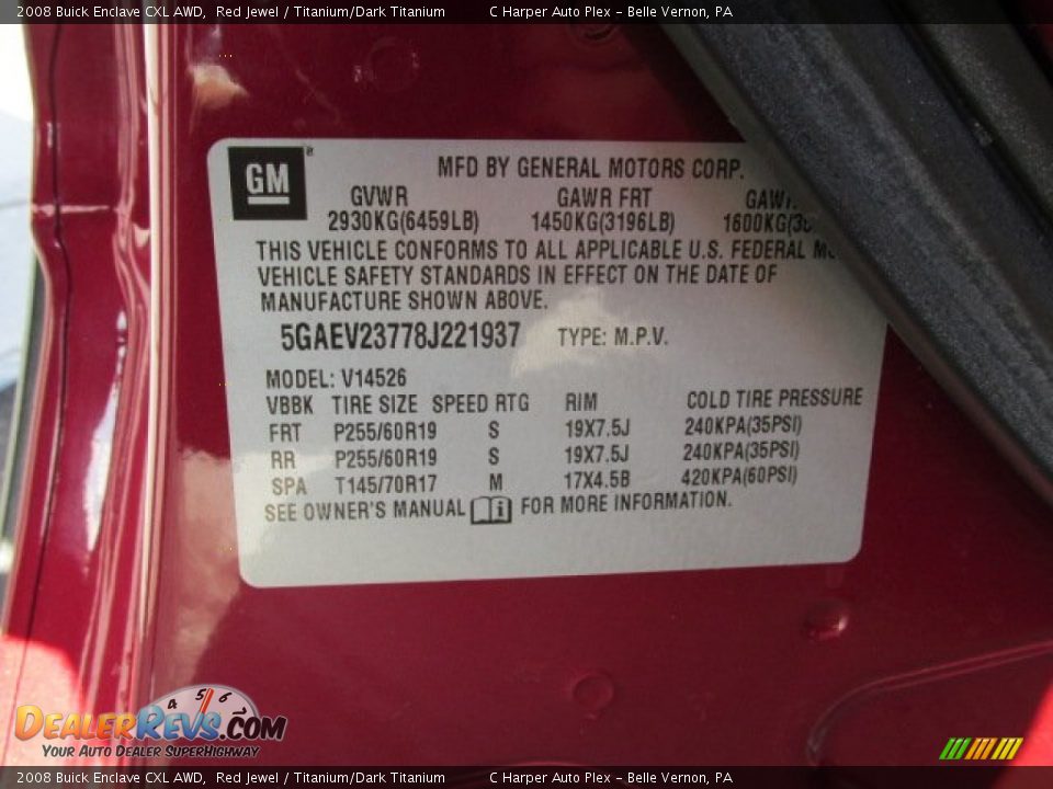 2008 Buick Enclave CXL AWD Red Jewel / Titanium/Dark Titanium Photo #24