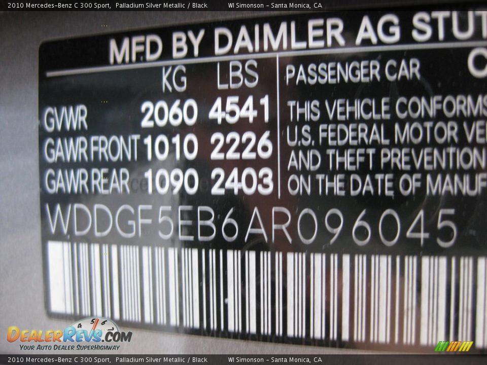 2010 Mercedes-Benz C 300 Sport Palladium Silver Metallic / Black Photo #22