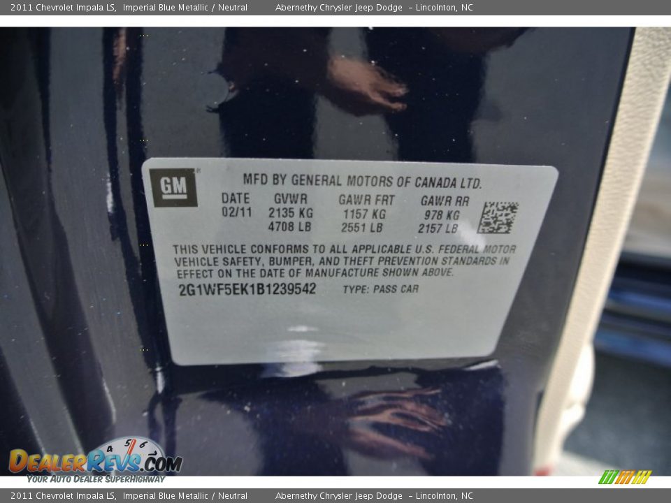 2011 Chevrolet Impala LS Imperial Blue Metallic / Neutral Photo #7
