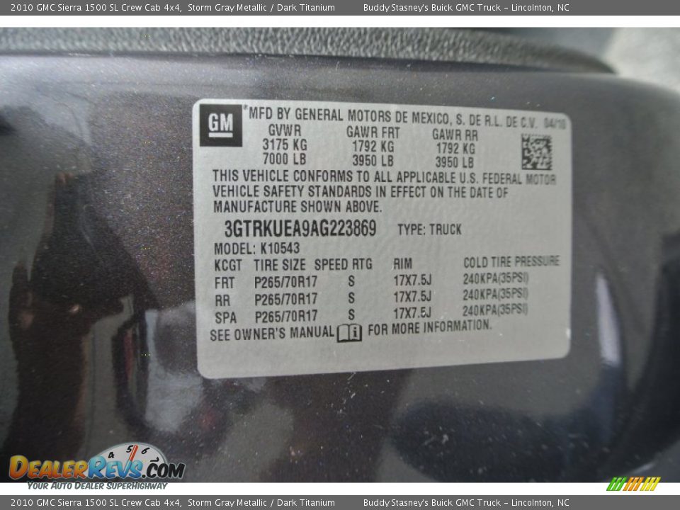 2010 GMC Sierra 1500 SL Crew Cab 4x4 Storm Gray Metallic / Dark Titanium Photo #7