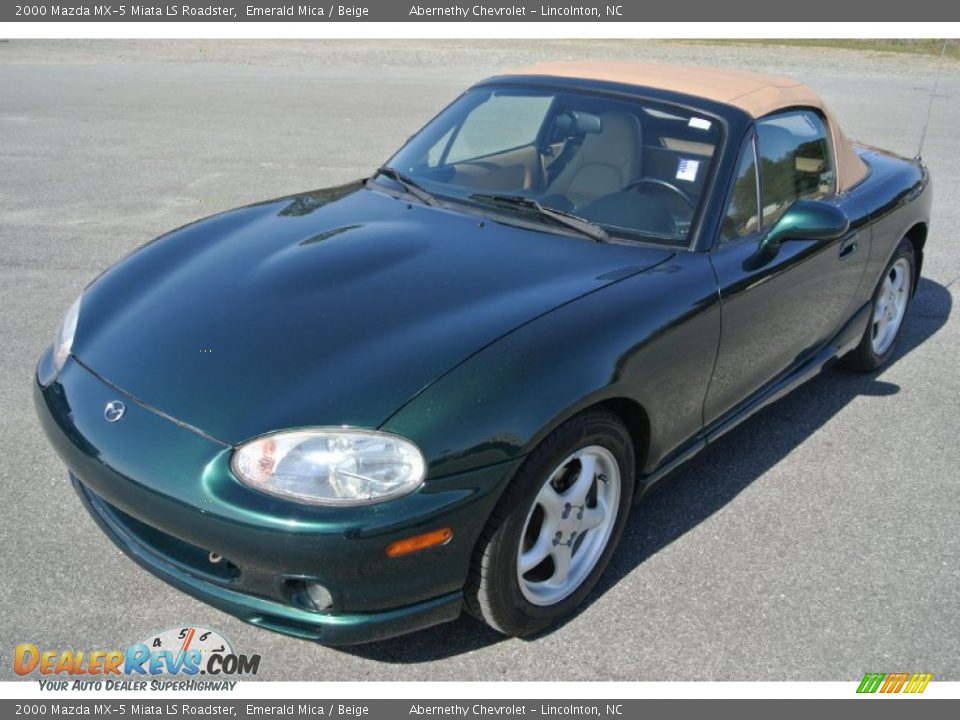 2000 Mazda MX-5 Miata LS Roadster Emerald Mica / Beige Photo #2