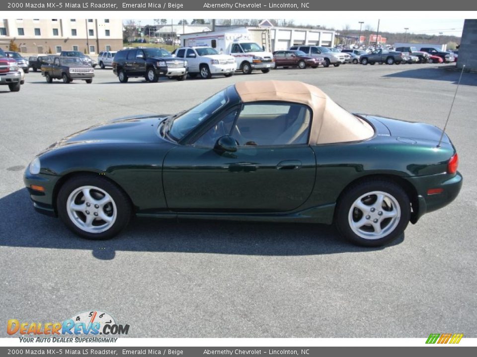 2000 Mazda MX-5 Miata LS Roadster Emerald Mica / Beige Photo #3