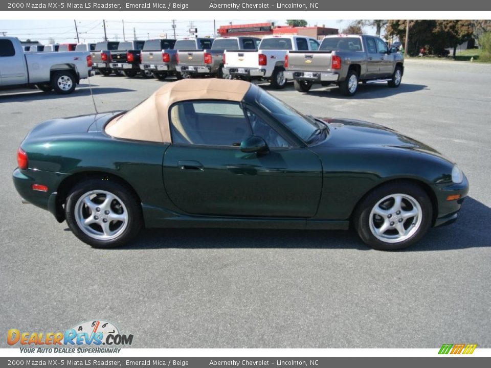 2000 Mazda MX-5 Miata LS Roadster Emerald Mica / Beige Photo #6