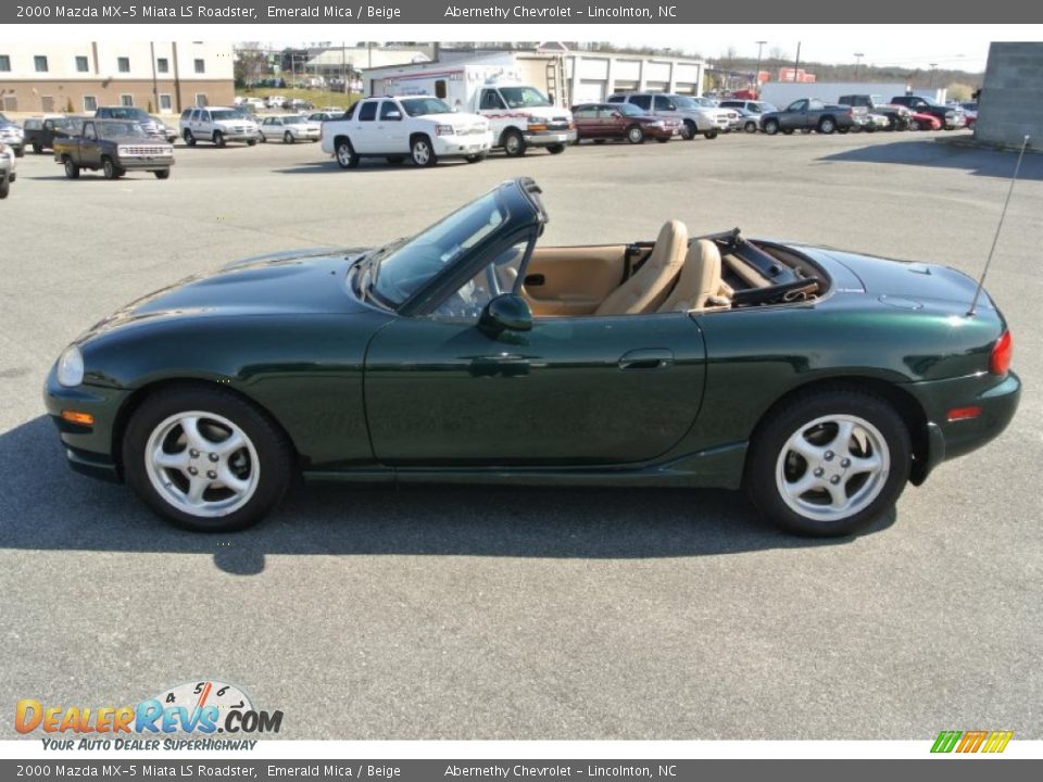 2000 Mazda MX-5 Miata LS Roadster Emerald Mica / Beige Photo #7