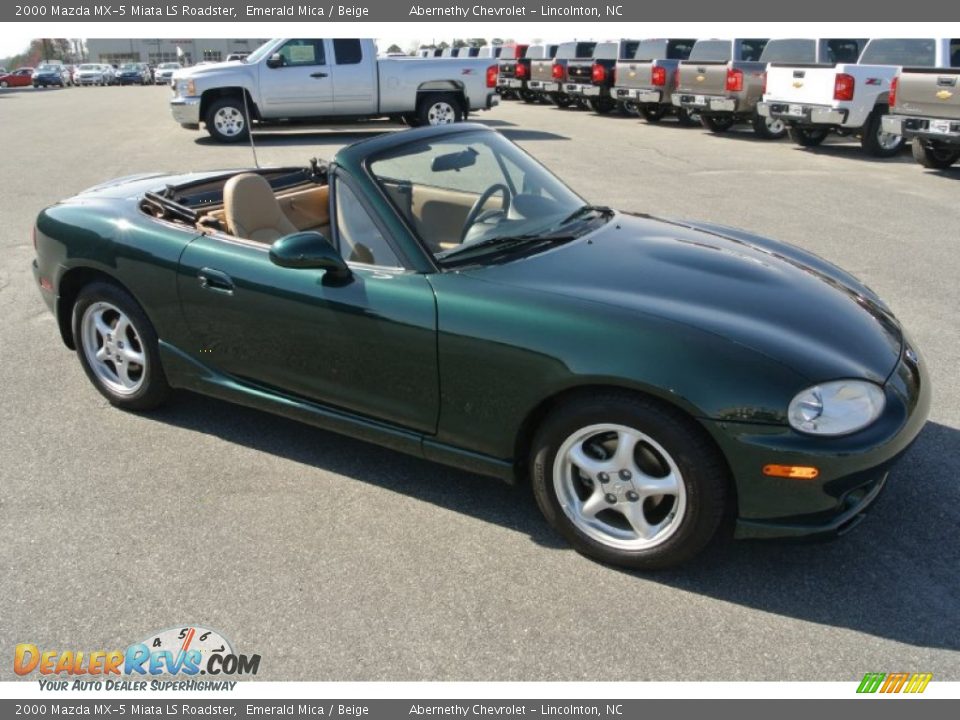 2000 Mazda MX-5 Miata LS Roadster Emerald Mica / Beige Photo #8