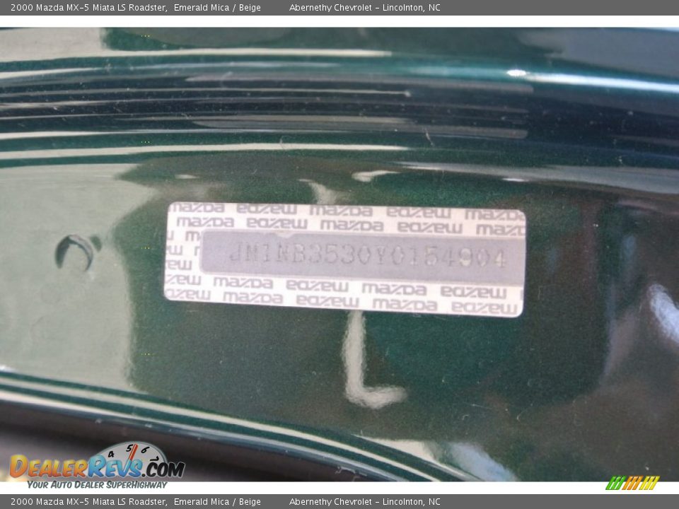 2000 Mazda MX-5 Miata LS Roadster Emerald Mica / Beige Photo #10