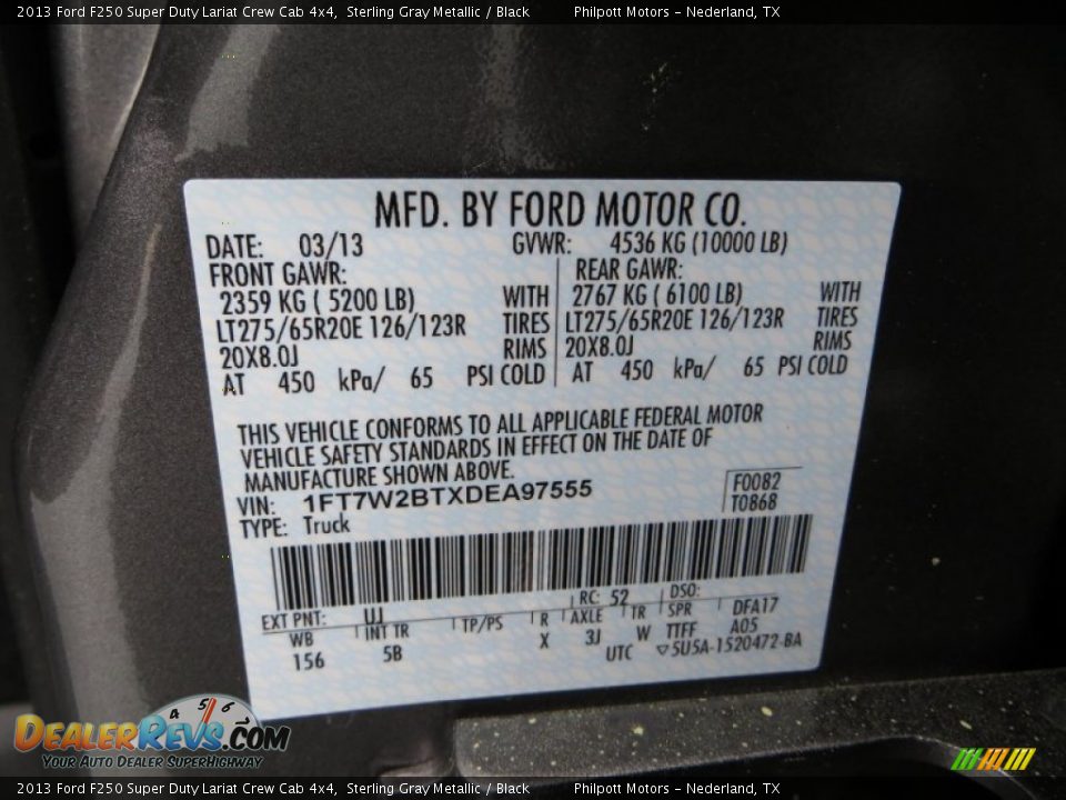 2013 Ford F250 Super Duty Lariat Crew Cab 4x4 Sterling Gray Metallic / Black Photo #35