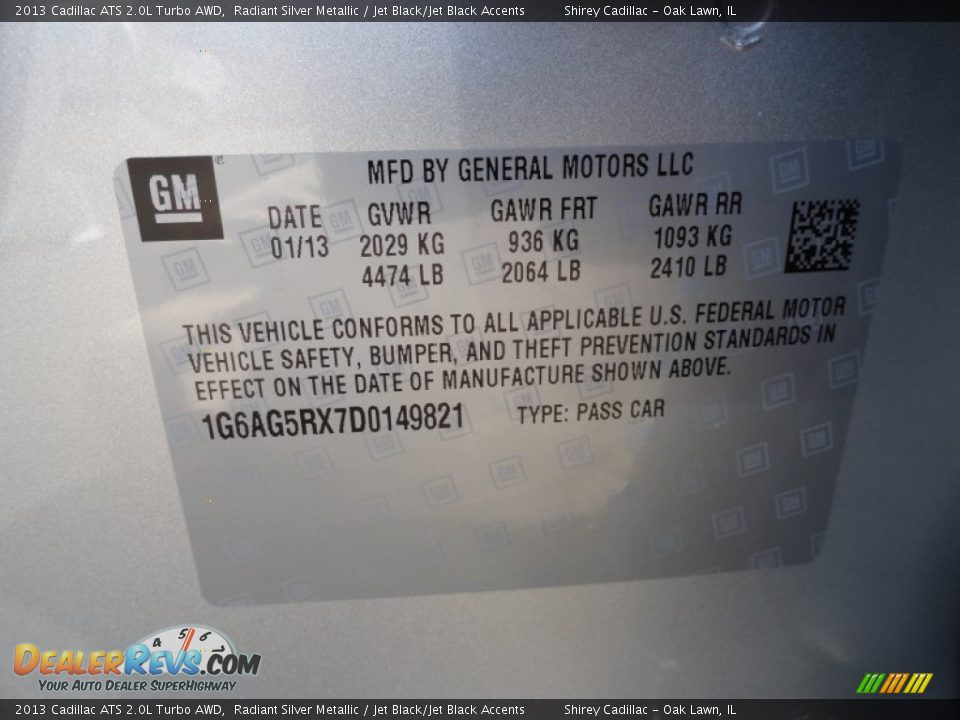 2013 Cadillac ATS 2.0L Turbo AWD Radiant Silver Metallic / Jet Black/Jet Black Accents Photo #15
