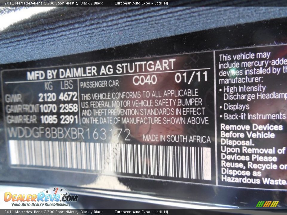 2011 Mercedes-Benz C 300 Sport 4Matic Black / Black Photo #36