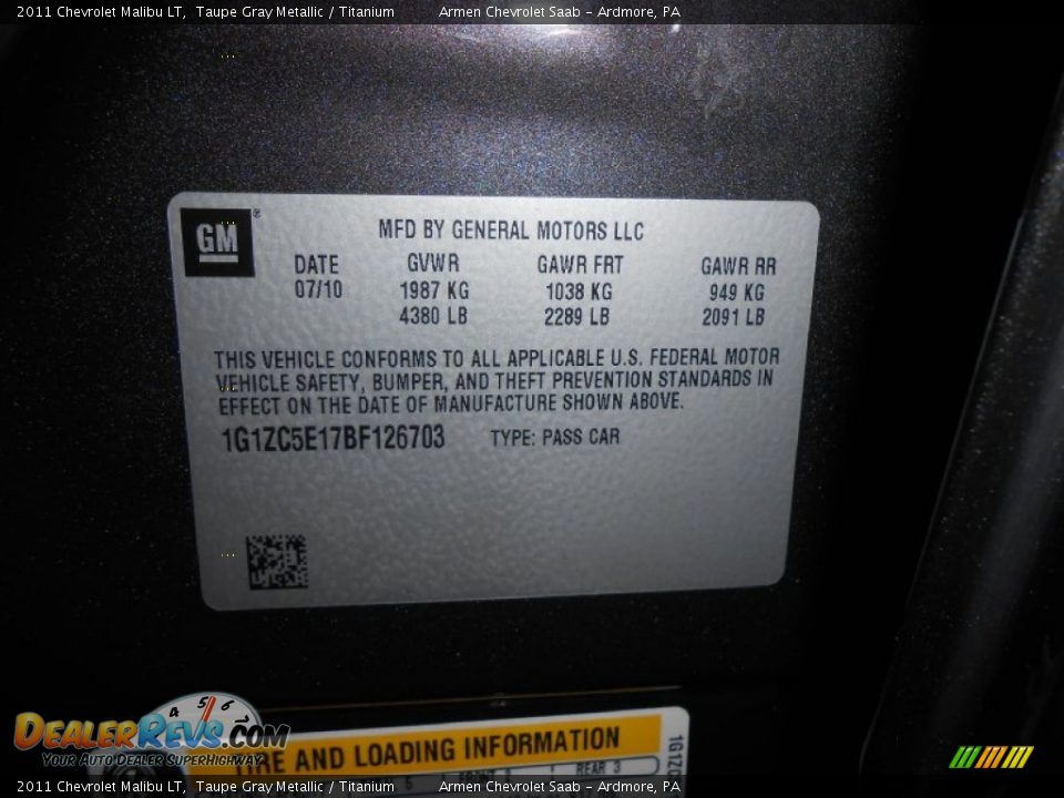 2011 Chevrolet Malibu LT Taupe Gray Metallic / Titanium Photo #27