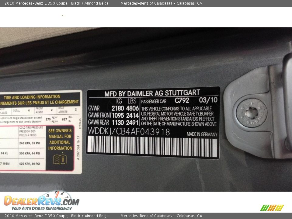 2010 Mercedes-Benz E 350 Coupe Black / Almond Beige Photo #6