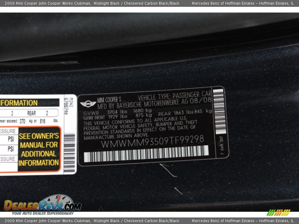 2009 Mini Cooper John Cooper Works Clubman Midnight Black / Checkered Carbon Black/Black Photo #30