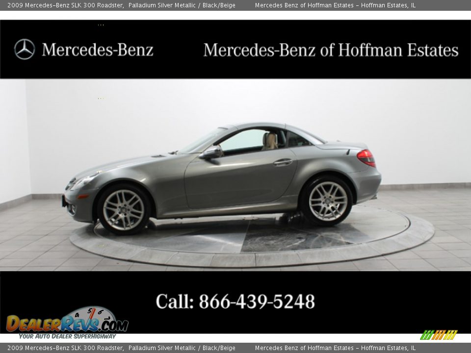 2009 Mercedes-Benz SLK 300 Roadster Palladium Silver Metallic / Black/Beige Photo #2