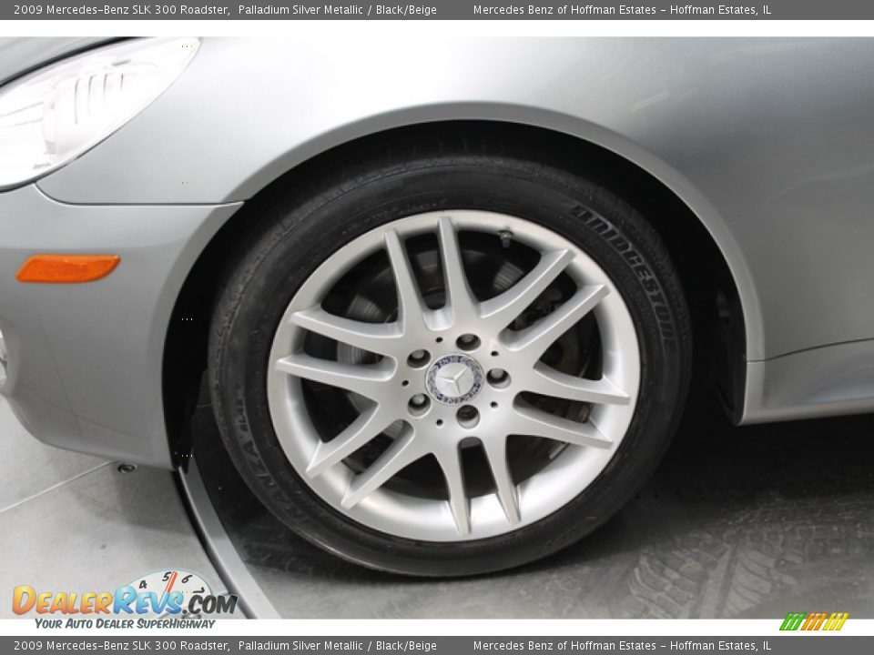 2009 Mercedes-Benz SLK 300 Roadster Palladium Silver Metallic / Black/Beige Photo #27