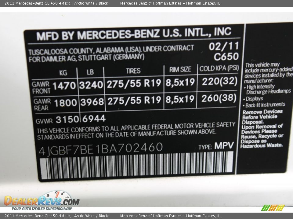 2011 Mercedes-Benz GL 450 4Matic Arctic White / Black Photo #31