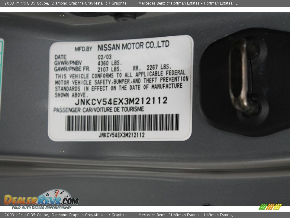 2003 Infiniti G 35 Coupe Diamond Graphite Gray Metallic / Graphite Photo #28