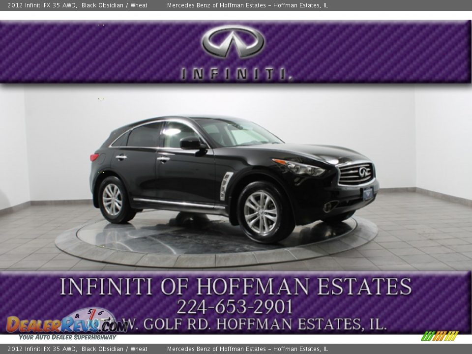 2012 Infiniti FX 35 AWD Black Obsidian / Wheat Photo #1