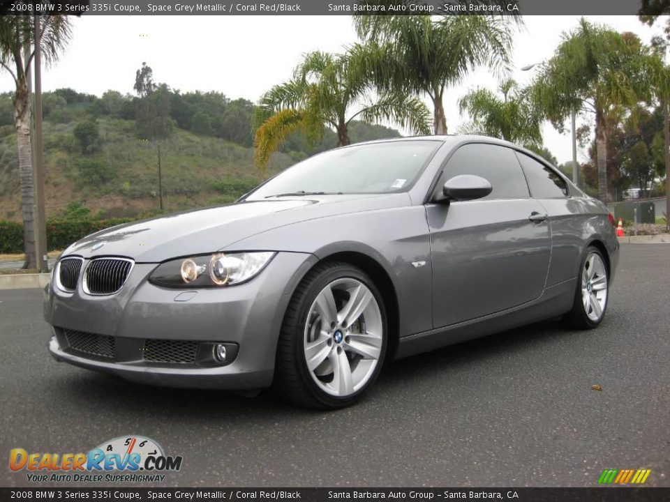 2008 BMW 3 Series 335i Coupe Space Grey Metallic / Coral Red/Black Photo #1