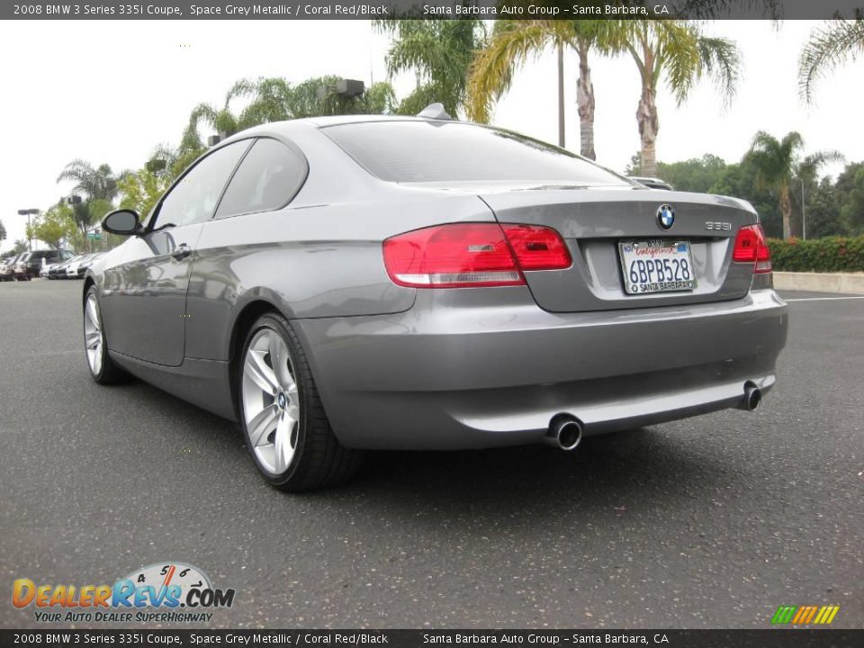 2008 BMW 3 Series 335i Coupe Space Grey Metallic / Coral Red/Black Photo #3