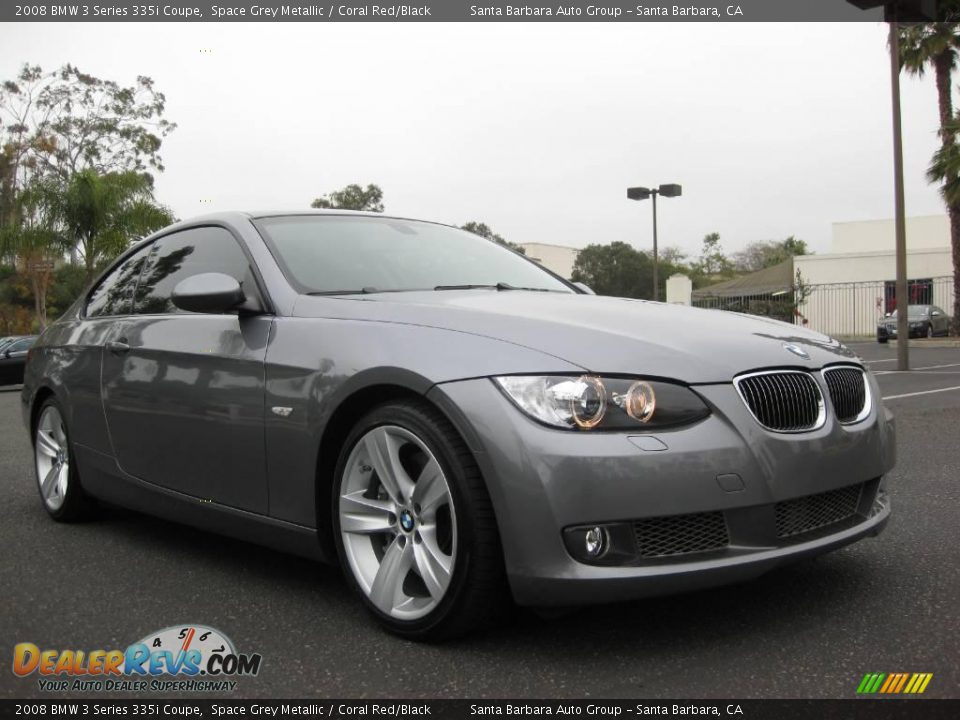 2008 BMW 3 Series 335i Coupe Space Grey Metallic / Coral Red/Black Photo #7