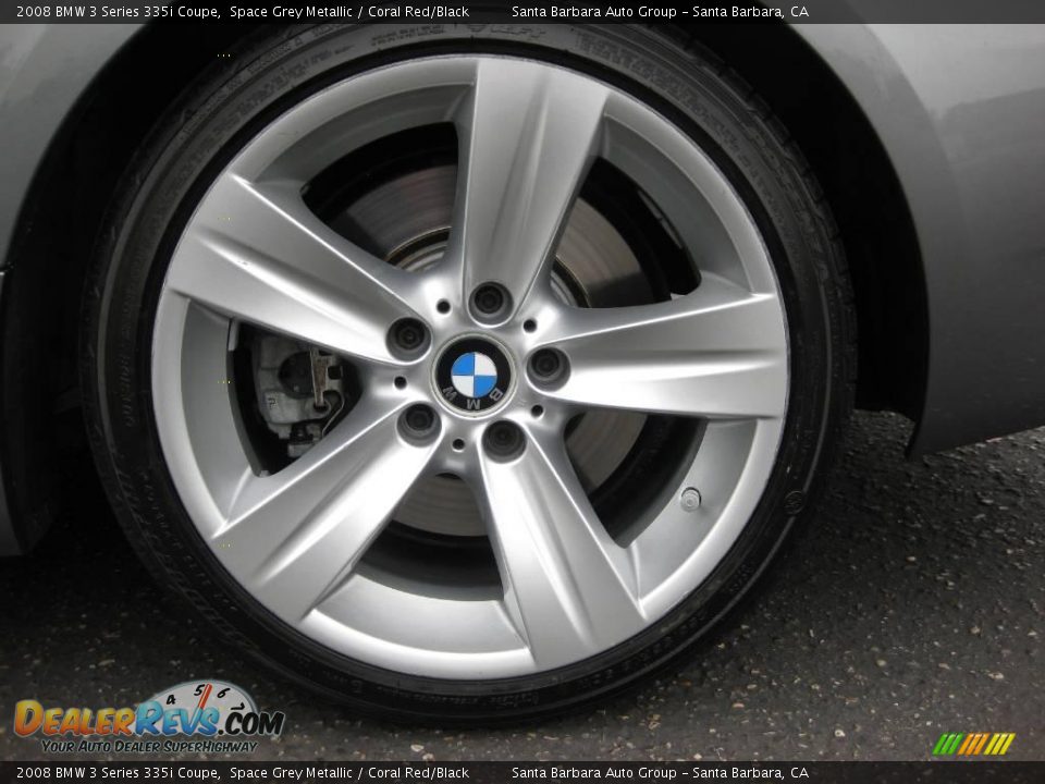 2008 BMW 3 Series 335i Coupe Space Grey Metallic / Coral Red/Black Photo #10