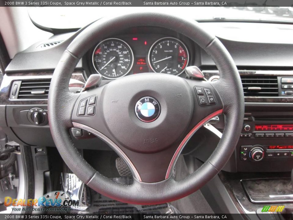 2008 BMW 3 Series 335i Coupe Space Grey Metallic / Coral Red/Black Photo #14