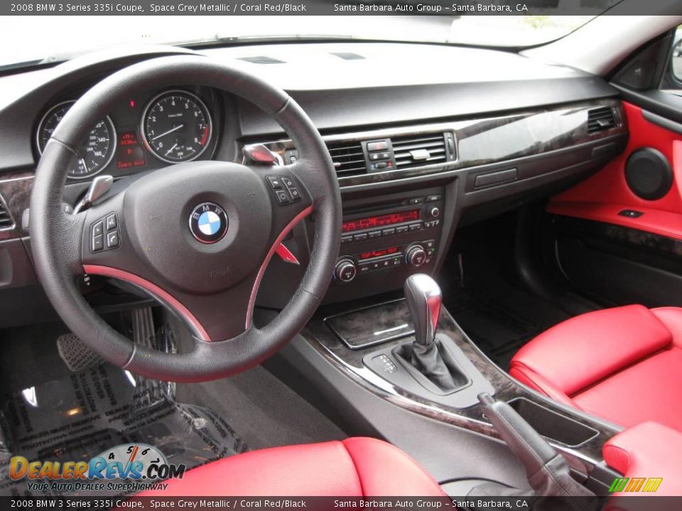 2008 BMW 3 Series 335i Coupe Space Grey Metallic / Coral Red/Black Photo #15