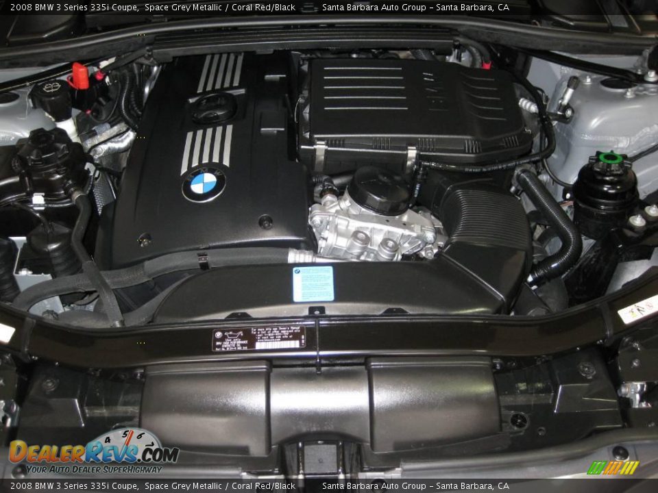 2008 BMW 3 Series 335i Coupe Space Grey Metallic / Coral Red/Black Photo #29