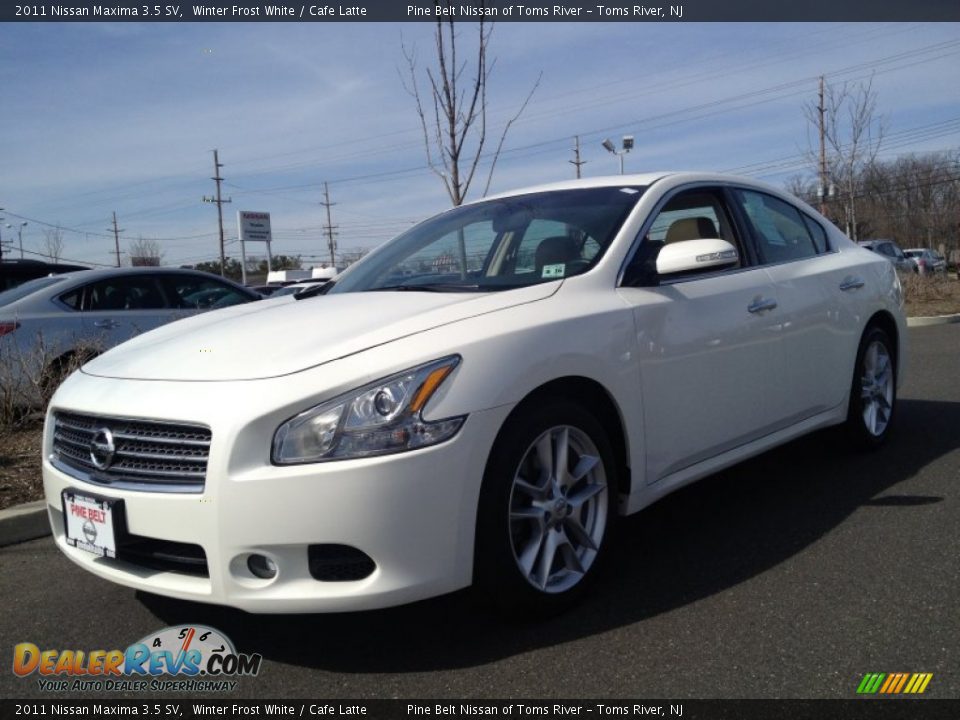 2011 Nissan Maxima 3.5 SV Winter Frost White / Cafe Latte Photo #1
