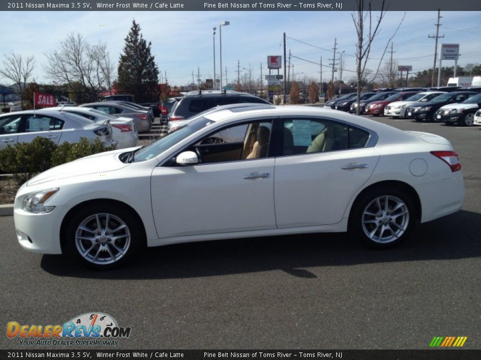2011 Nissan Maxima 3.5 SV Winter Frost White / Cafe Latte Photo #4