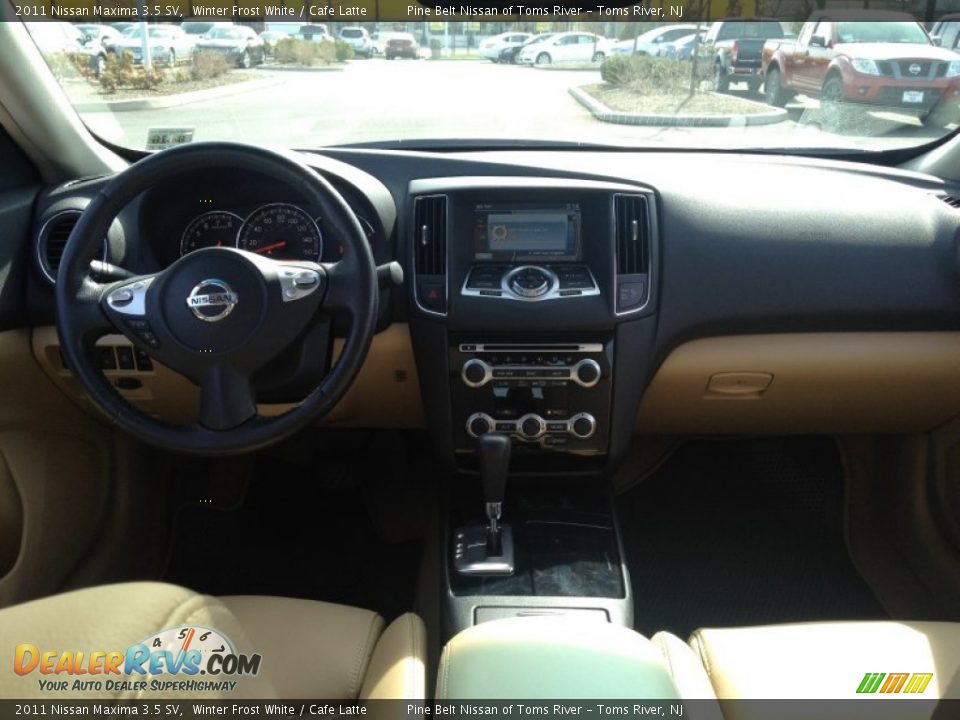 2011 Nissan Maxima 3.5 SV Winter Frost White / Cafe Latte Photo #9