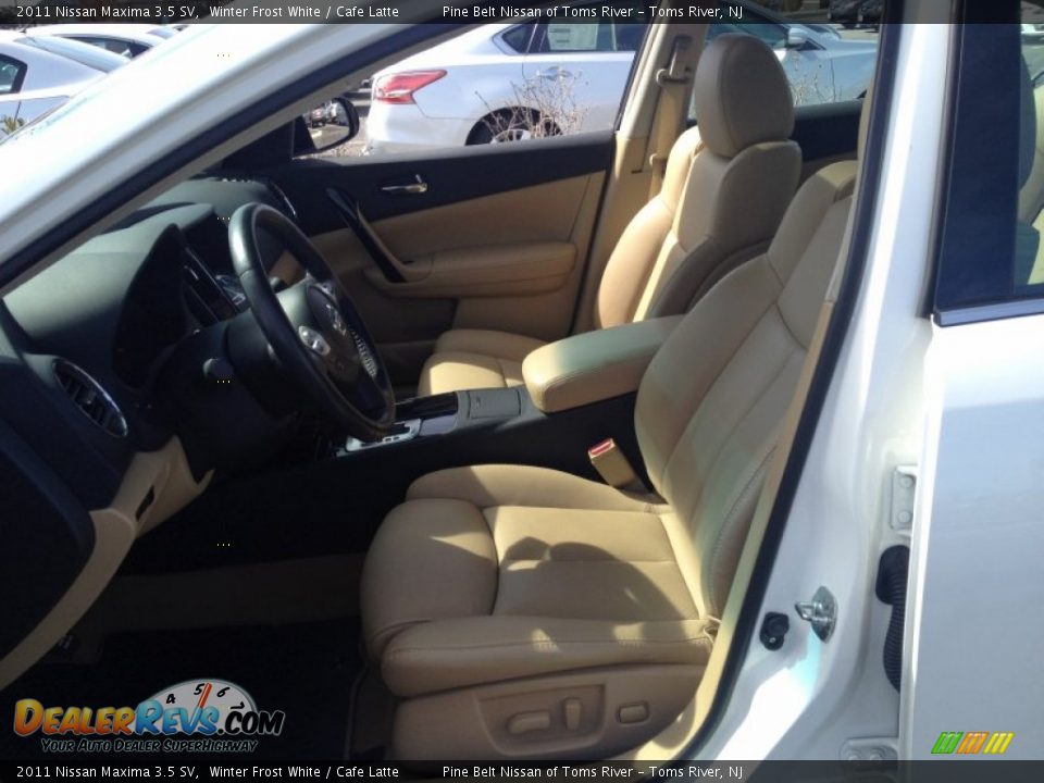 2011 Nissan Maxima 3.5 SV Winter Frost White / Cafe Latte Photo #11