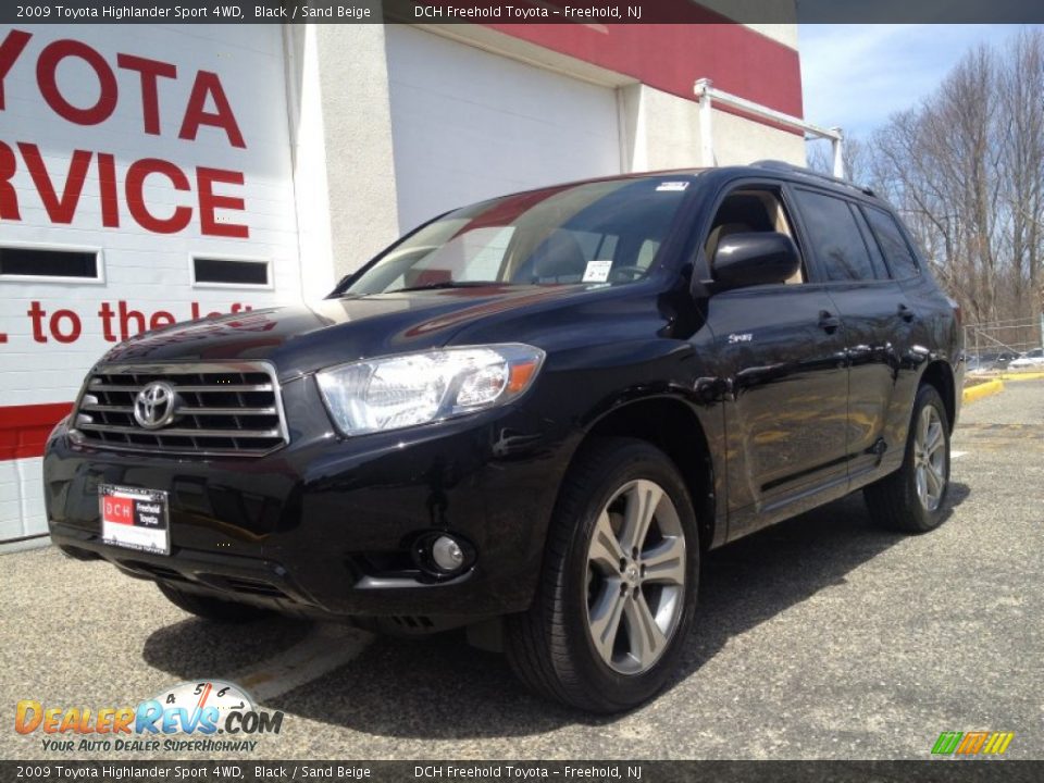 2009 Toyota Highlander Sport 4WD Black / Sand Beige Photo #1