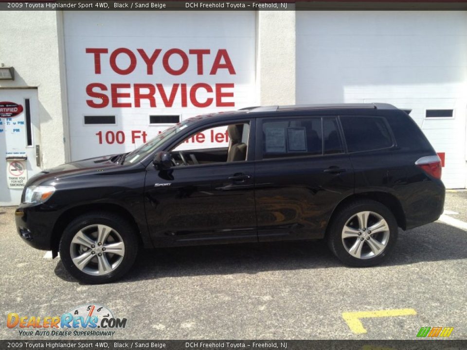 2009 Toyota Highlander Sport 4WD Black / Sand Beige Photo #3