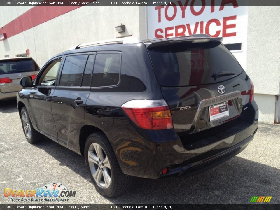 2009 Toyota Highlander Sport 4WD Black / Sand Beige Photo #4