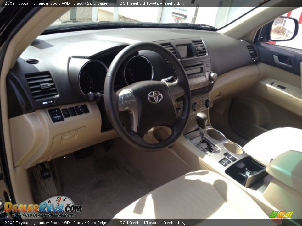 2009 Toyota Highlander Sport 4WD Black / Sand Beige Photo #15