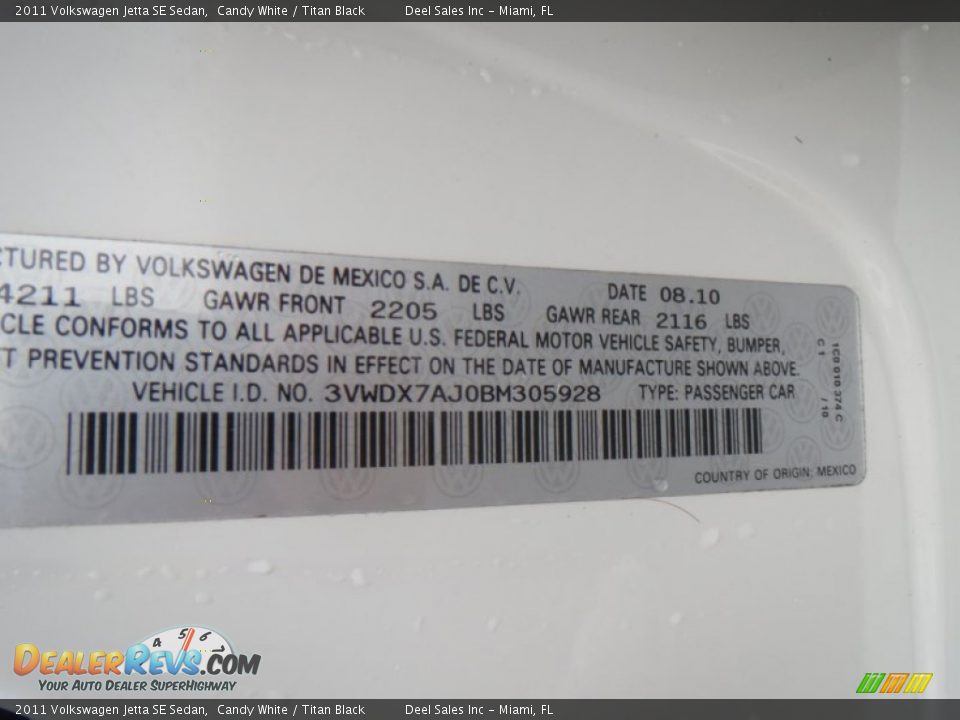 2011 Volkswagen Jetta SE Sedan Candy White / Titan Black Photo #14