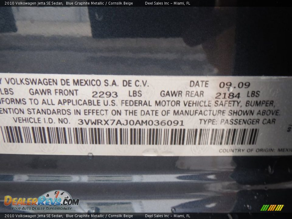 2010 Volkswagen Jetta SE Sedan Blue Graphite Metallic / Cornsilk Beige Photo #14