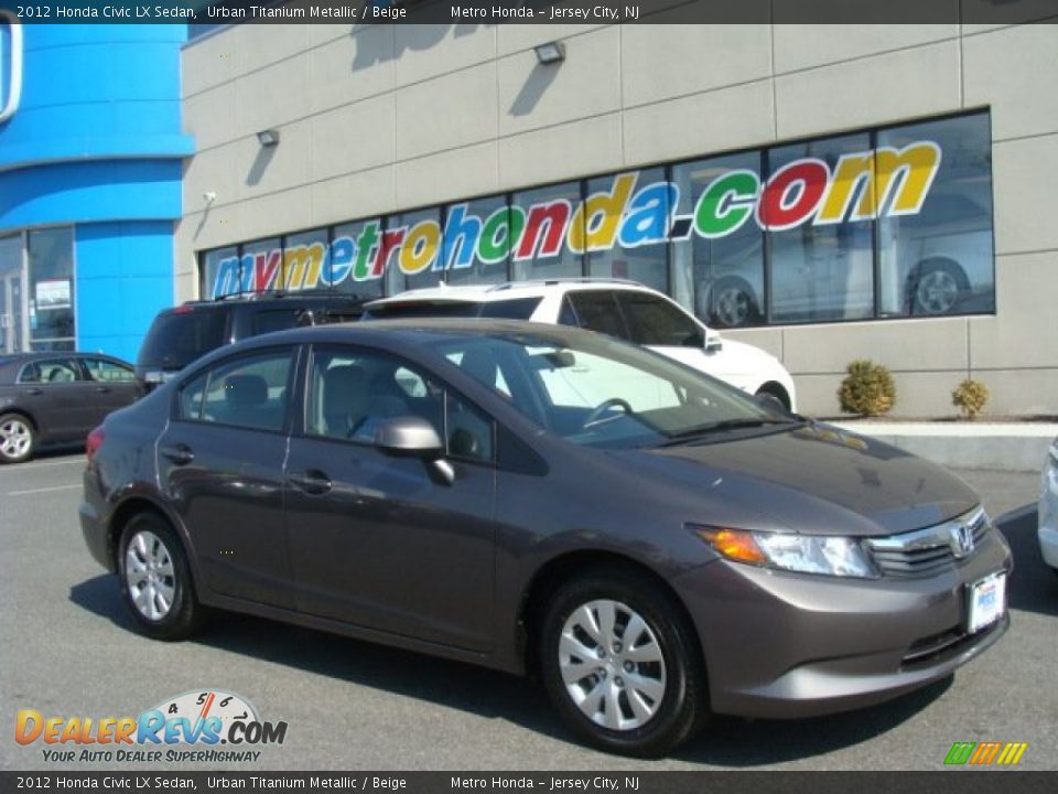 2012 Honda Civic LX Sedan Urban Titanium Metallic / Beige Photo #1