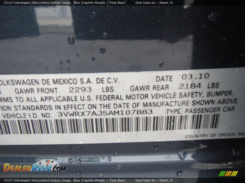 2010 Volkswagen Jetta Limited Edition Sedan Blue Graphite Metallic / Titan Black Photo #14
