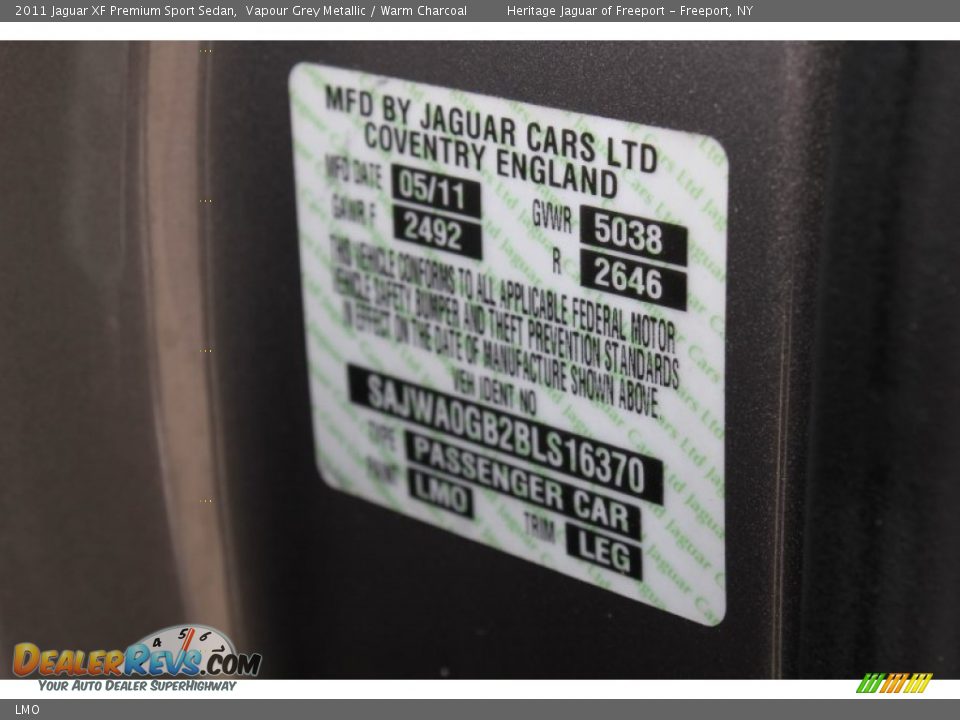 Jaguar Color Code LMO Vapour Grey Metallic