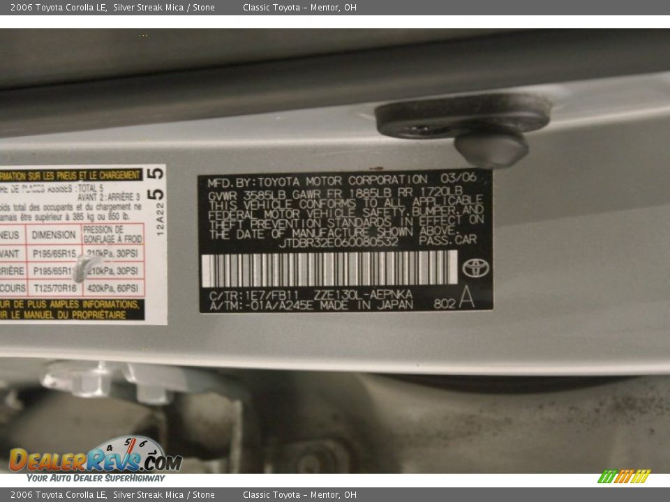 2006 Toyota Corolla LE Silver Streak Mica / Stone Photo #18