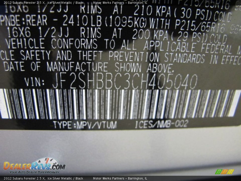 2012 Subaru Forester 2.5 X Ice Silver Metallic / Black Photo #34