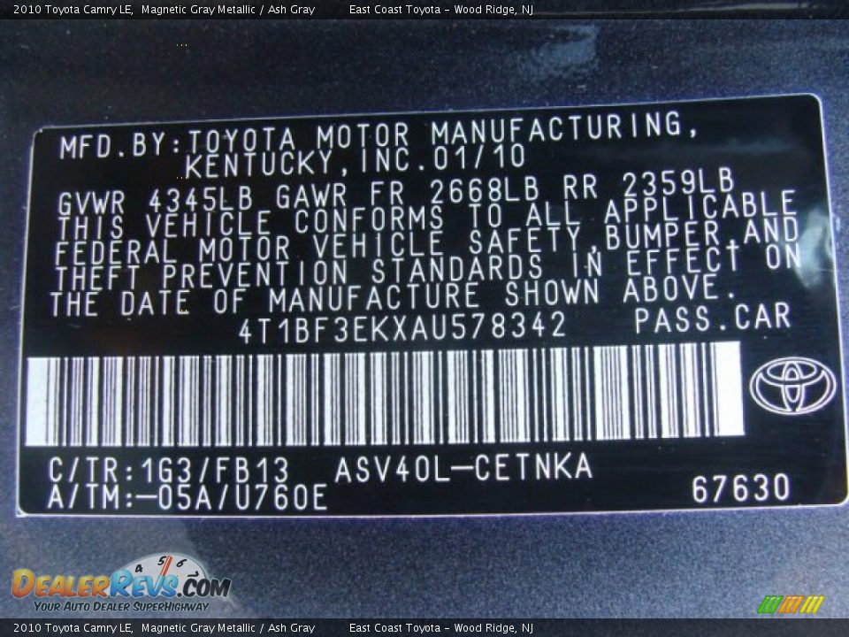 2010 Toyota Camry LE Magnetic Gray Metallic / Ash Gray Photo #15