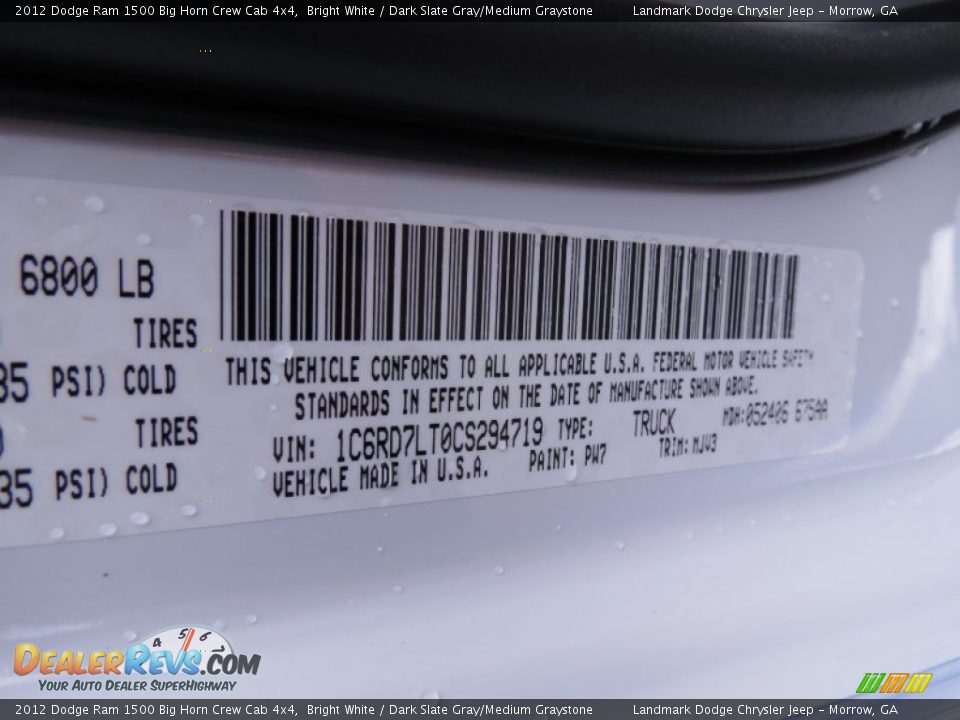 2012 Dodge Ram 1500 Big Horn Crew Cab 4x4 Bright White / Dark Slate Gray/Medium Graystone Photo #12