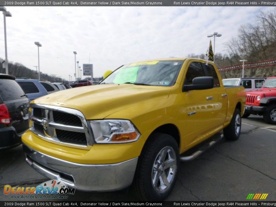 2009 Dodge Ram 1500 SLT Quad Cab 4x4 Detonator Yellow / Dark Slate/Medium Graystone Photo #1