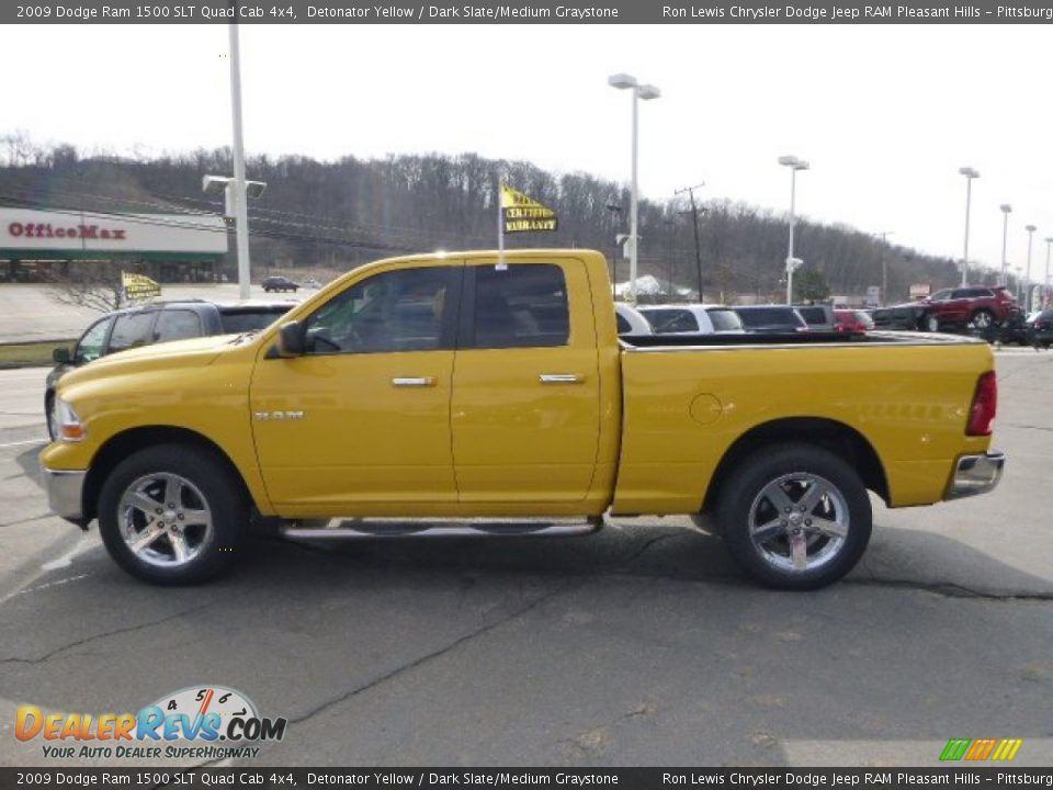 2009 Dodge Ram 1500 SLT Quad Cab 4x4 Detonator Yellow / Dark Slate/Medium Graystone Photo #2