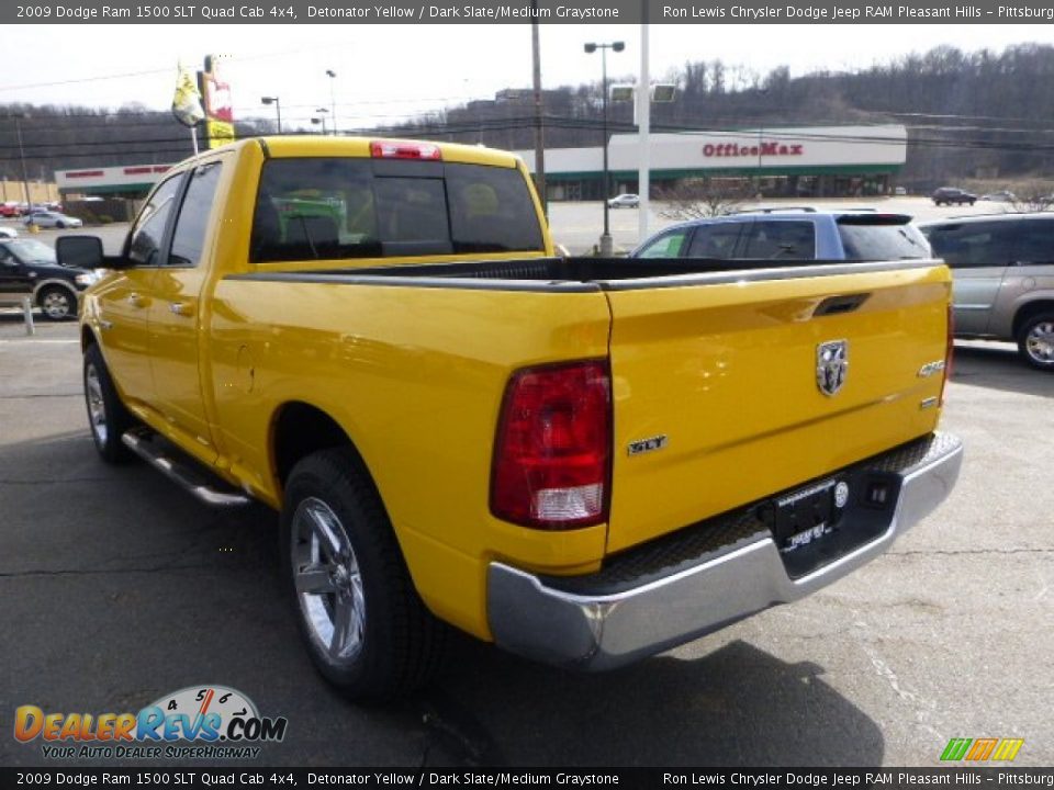 2009 Dodge Ram 1500 SLT Quad Cab 4x4 Detonator Yellow / Dark Slate/Medium Graystone Photo #3