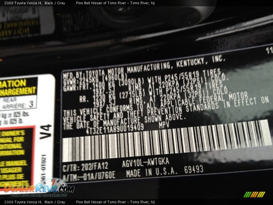 2009 Toyota Venza I4 Black / Gray Photo #12